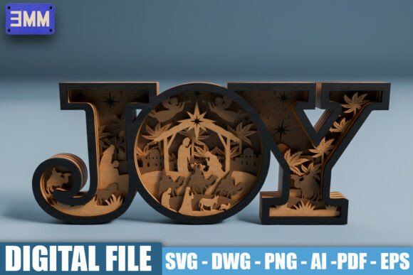 Download 3D JOY Nativity Scene Laser Cut File - Cut file Collection