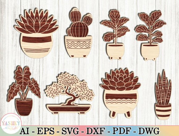 Download Succulent &amp; Houseplant Laser Cut File - Cut file Collection