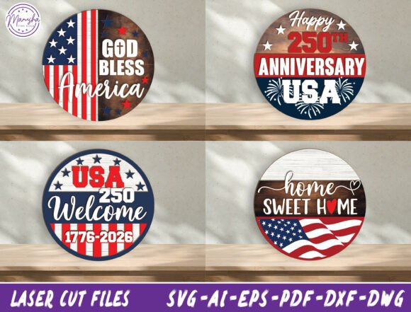 Download Patriotic Door Hanger Laser Cut File Svg - Cut file Collection