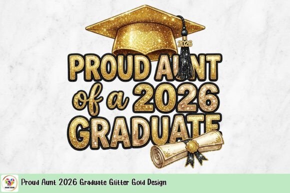 Download Proud Aunt 2026 Graduate Glitter Gold Design - Aunt Collection