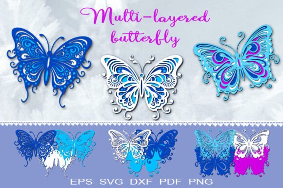 Download Layered Butterflies. Cricut File - Cut file Collection