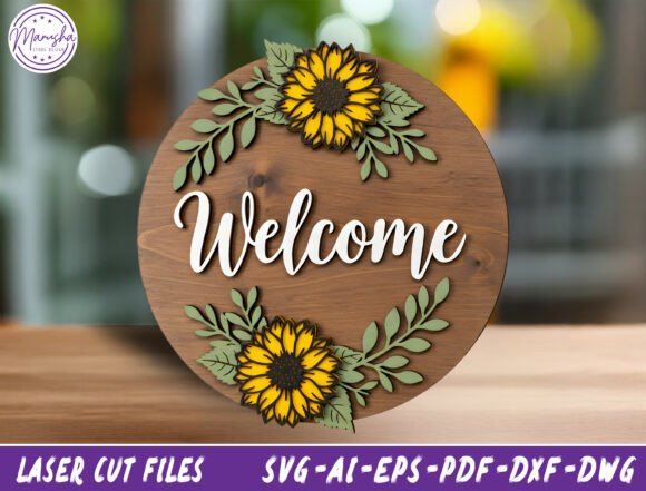 Download Sunflower Door Hanger Laser Cut File Svg - Cut file Collection
