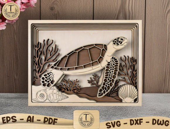 Download 3D Ocean Shadow Box Laser Cut File Svg - Cut file Collection