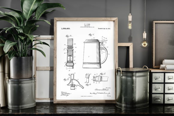 Download Beer Stein 1914 Vintage Patent Poster - 1914 Collection